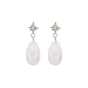 Lost Without You Diamond & Baroque Pearl Earrings - 14k White Gold