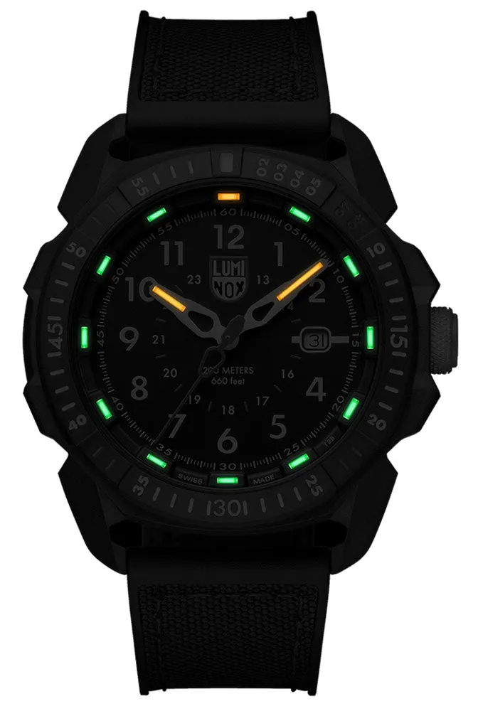 Luminox Ice-Sar Arctic CARBONOX Black Rubber & Textile Strap Black Dial Date Divers Quartz Mens Watch XL.1001