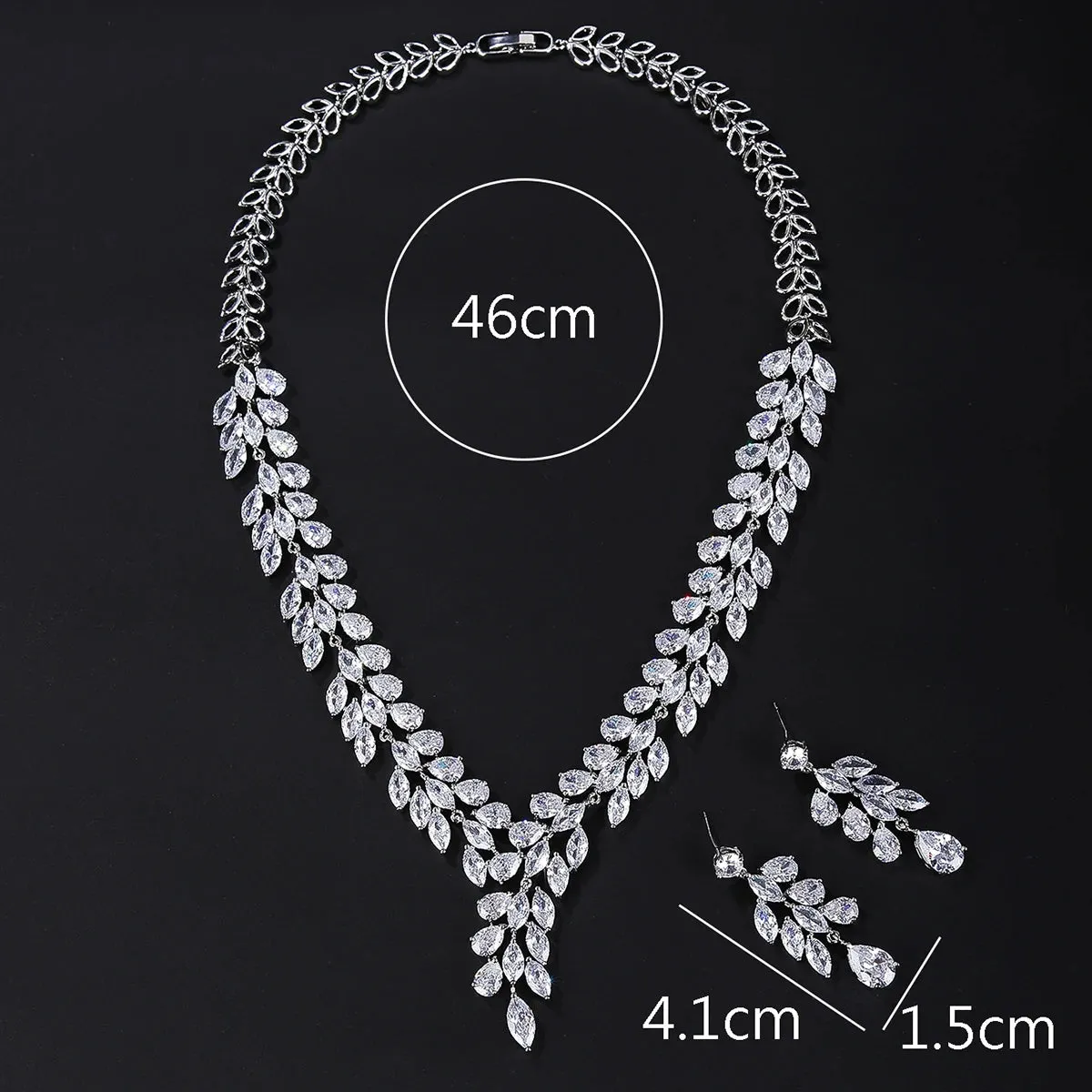 Luxury Bridal Jewelry Set Gorgeous Water Drop Cubic Zirconia Ladies Party Wedding Necklace And Earrings Set CN10363