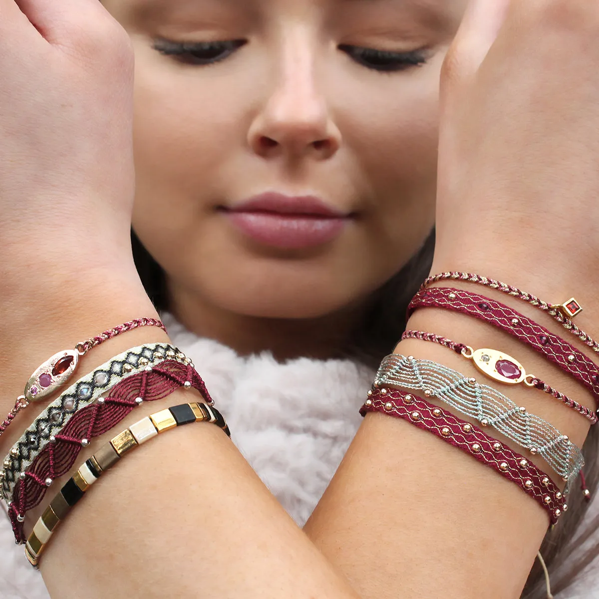 LUXURY MILA BRACELET WITH ROSE GOLD, GARNET AND RUBY