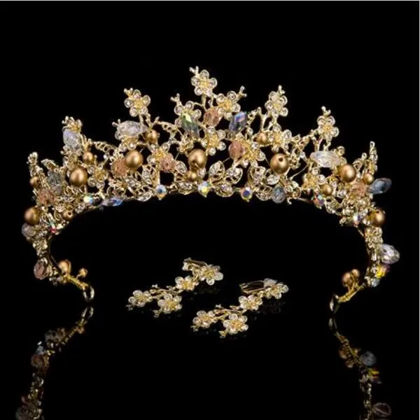 Luxury Pearl Bridal Crowns Handmade Tiara Bride Headband