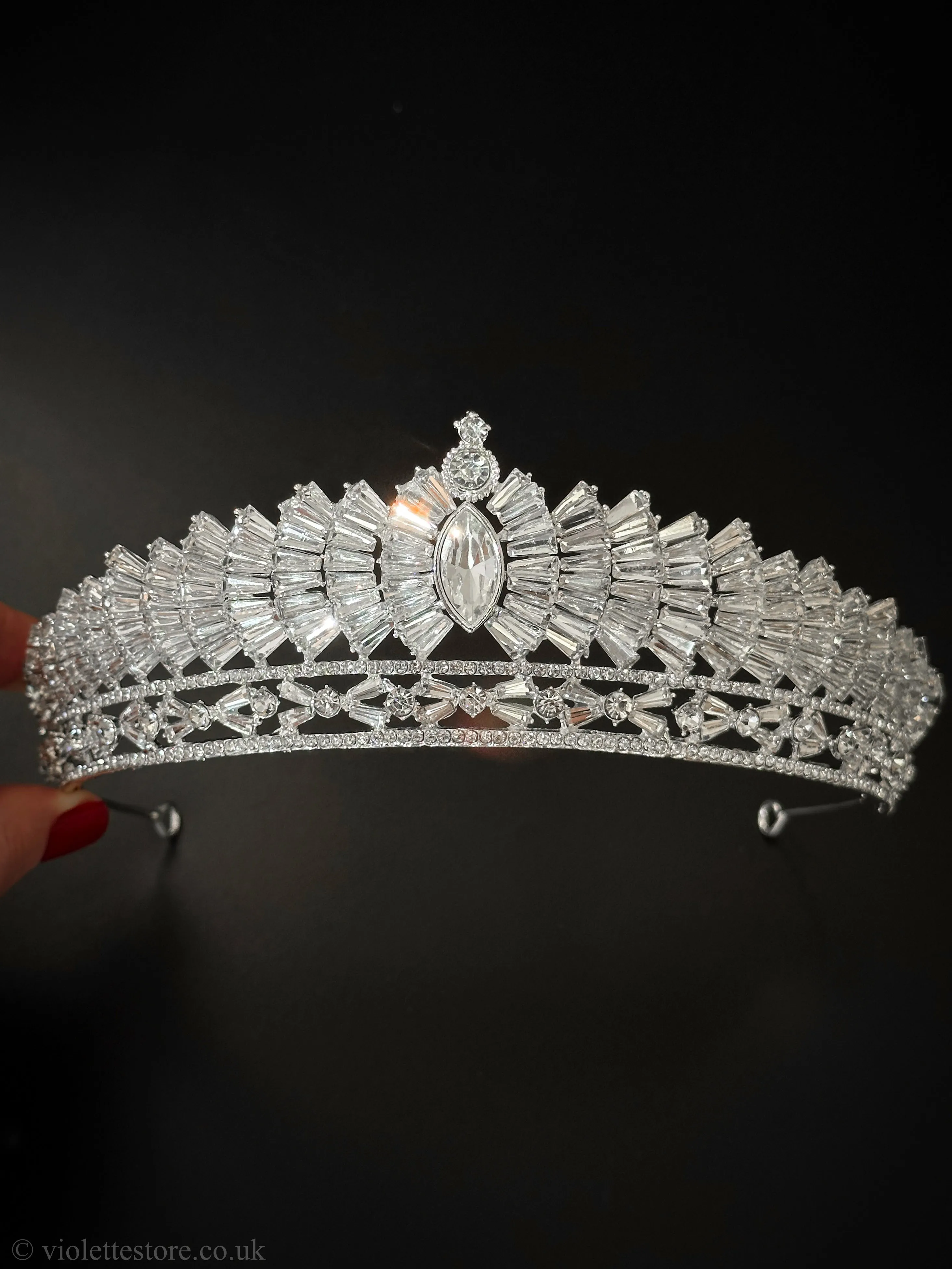 Magda CZ Silver Tiara