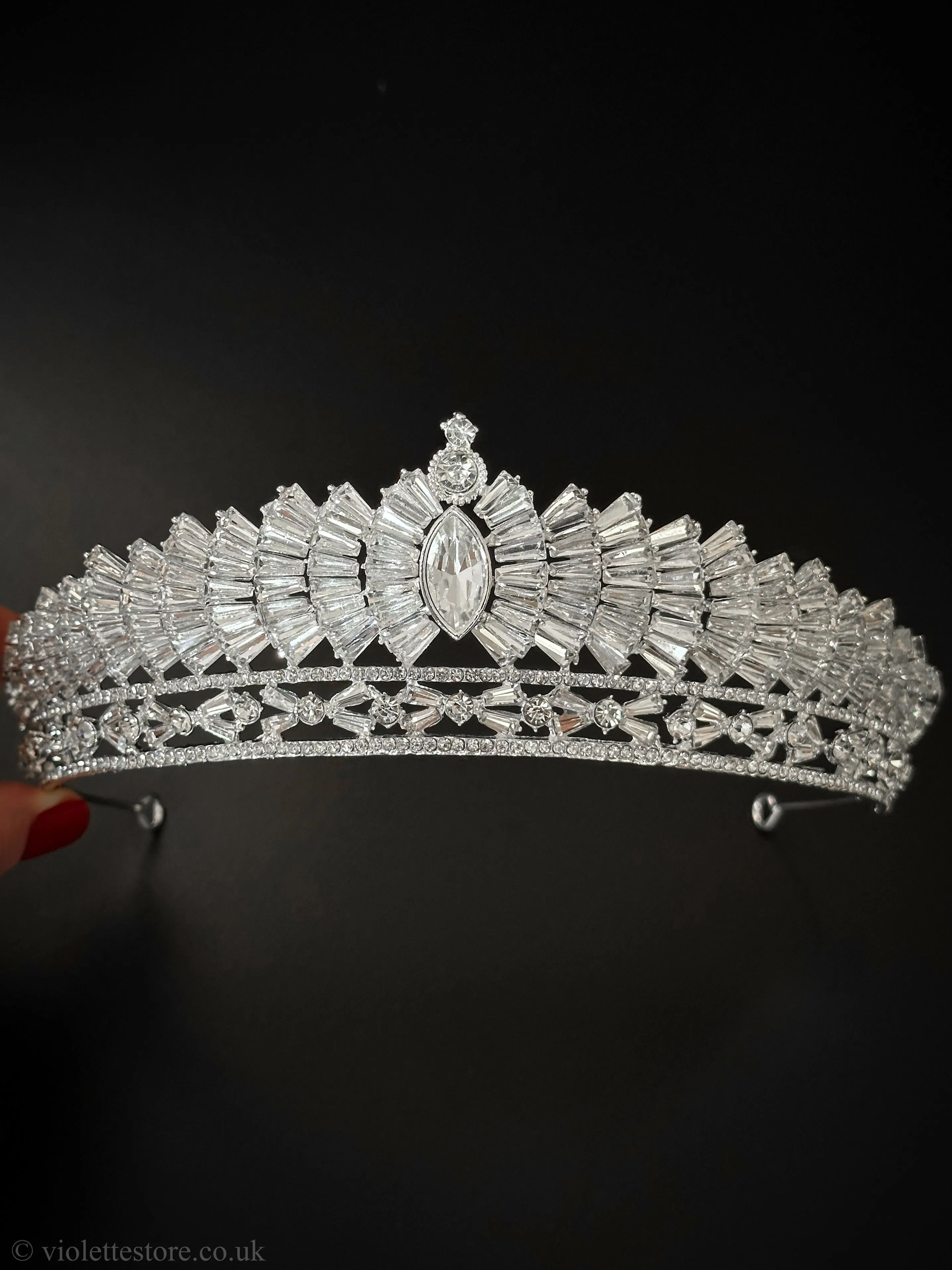 Magda CZ Silver Tiara