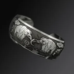 Miao Ethnic Tribal Elephant Cuff Bracelet