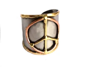 Mixed Metal Cuff Ring - Peace