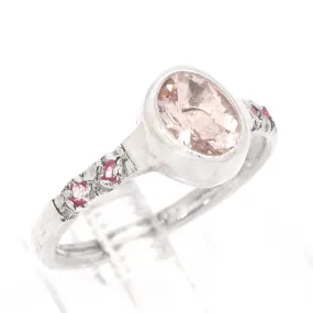 Morganite & Pink Sapphires Ring (size 9 1/2)