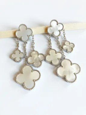 Mother of Pearl Chandelier Earrings in Silver