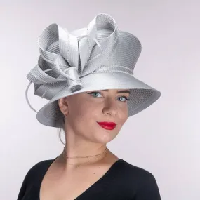 Mushroom Crown Satin Ribbon Hat: Silver