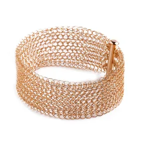 Narrow Rose Gold Cuff Bracelet Knitted Jewelry