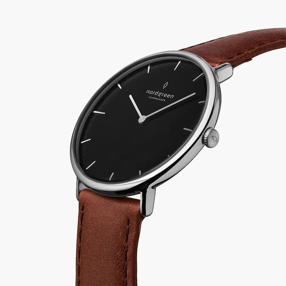 Native - BUNDLE Black Dial Silver | Brown Leather / Black Leather / Silver Mesh Strap