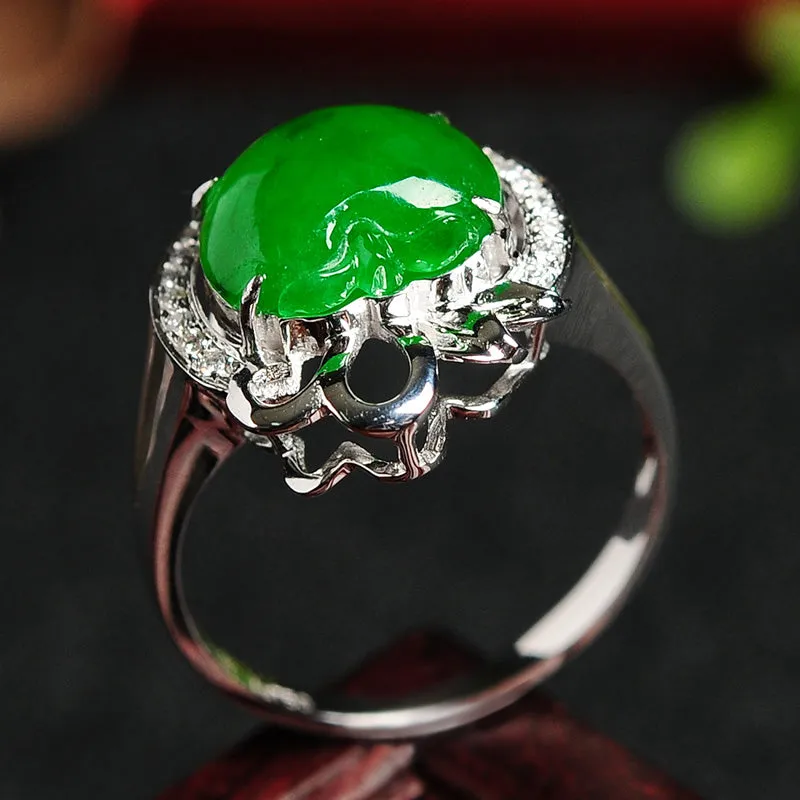 Natural Jade Ring Jadeite Gold Apple Ring RG1