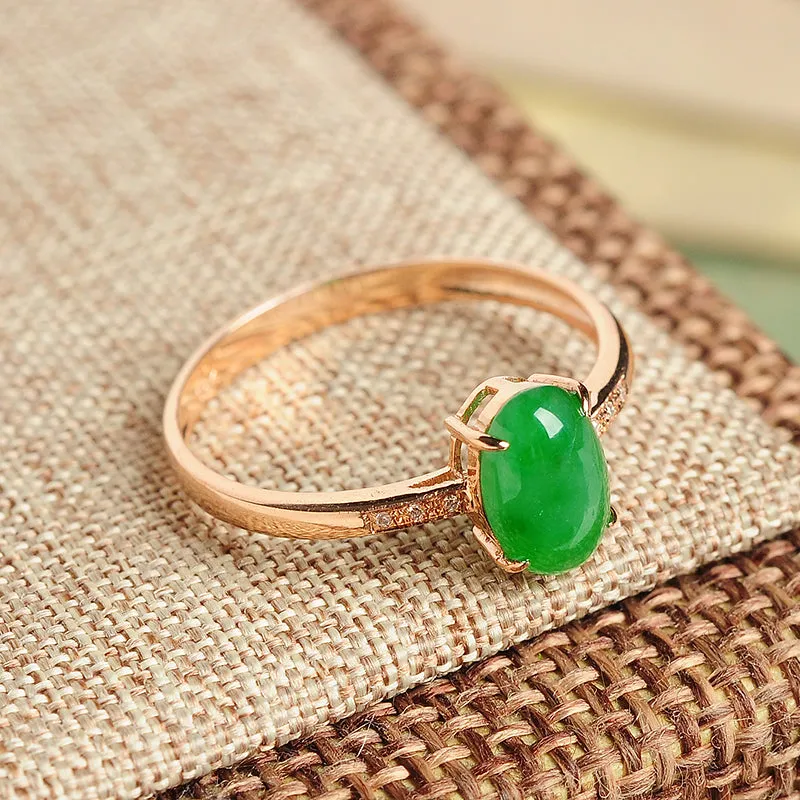 Natural Jade Ring Jadeite Gold Ring RG86