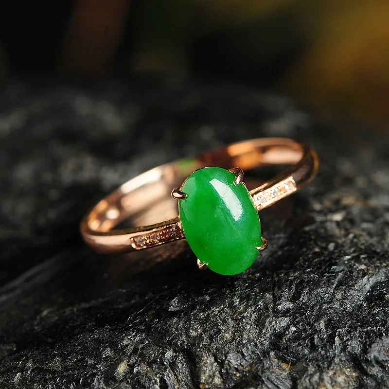 Natural Jade Ring Jadeite Gold Ring RG86