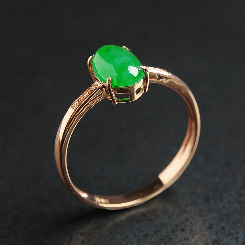 Natural Jade Ring Jadeite Gold Ring RG86