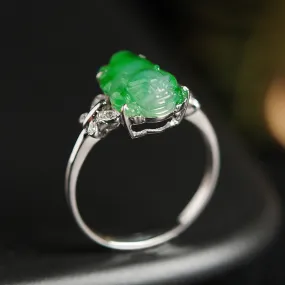 Natural Jade Ring Jadeite Gold Toad Ring RG46