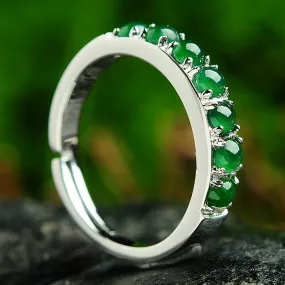 Natural Jade Ring Jadeite Silver Adjustable Ring WR2