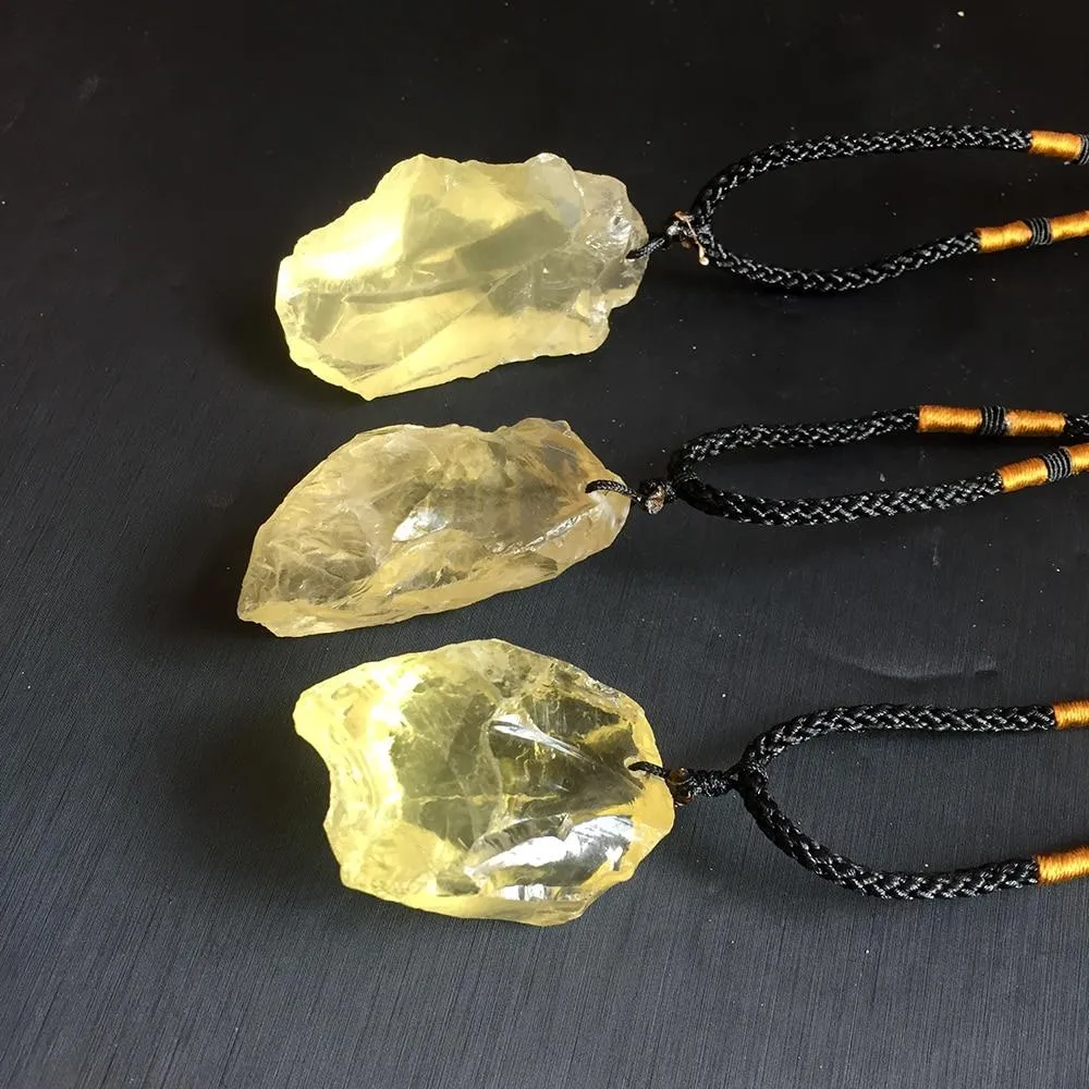 Natural Raw CITRINE  Stone SUNSHINE Pendant Necklace