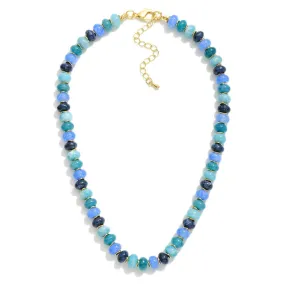 Natural Stone Beaded Necklace - Blue