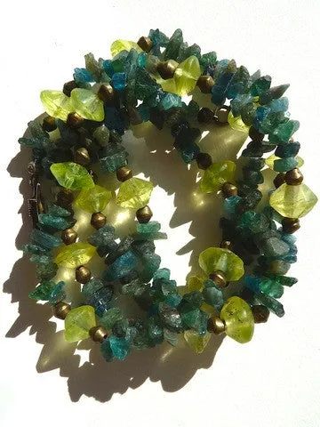 Necklace Apatite and Peridot Double Length