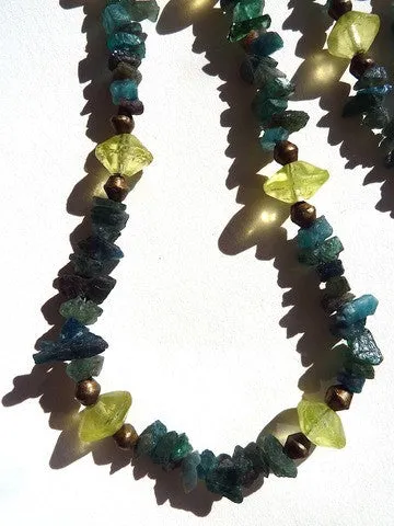 Necklace Apatite and Peridot Double Length