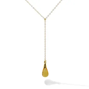 Necklace - Chain & Stone Citrine Drop Gold Filled 17"