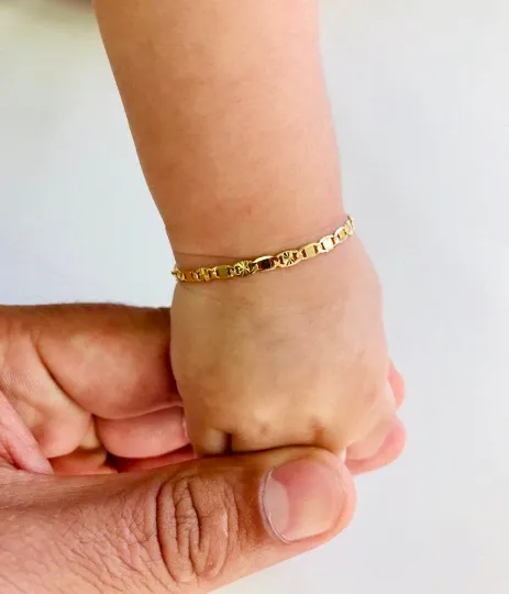 Newborn Baby/Childrens Boys/Girls Gold Filled Baby Bracelet Valentino Link Families Jewelry