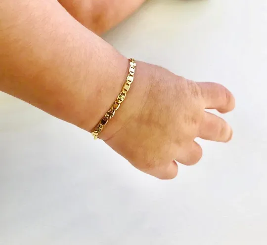 Newborn Baby/Childrens Boys/Girls Gold Filled Baby Bracelet Valentino Link Families Jewelry