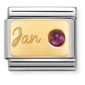 Nomination Link Gold Garnet Birthstone Charm January