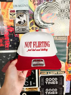 Not Flirting Wide Brim Trucker Hat- Red