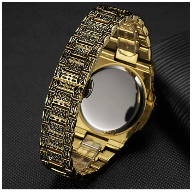 ONOLA Charming Vintage Quartz Watch for Men w/ Carved Band