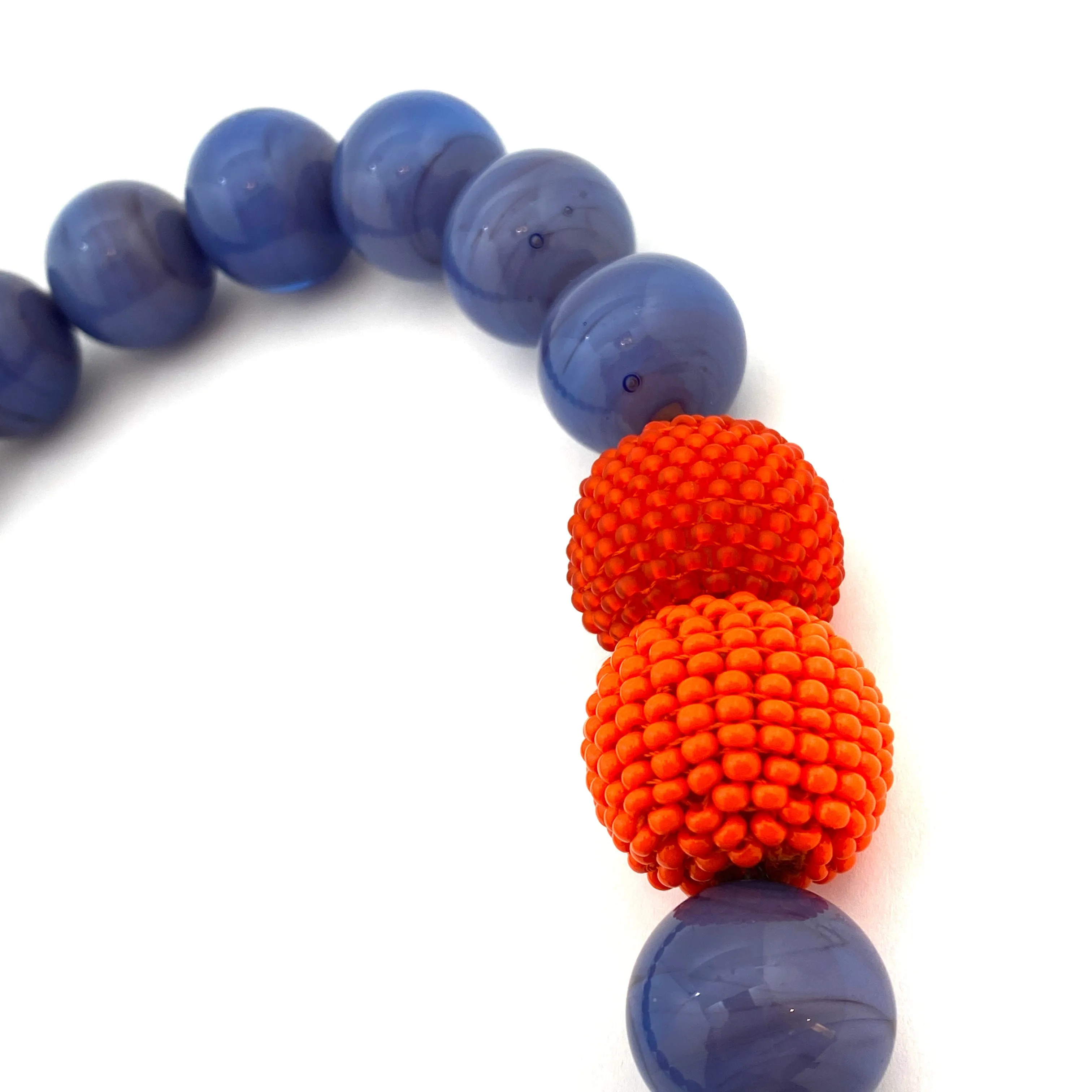 Orange/Purple Glass Beaded Necklace