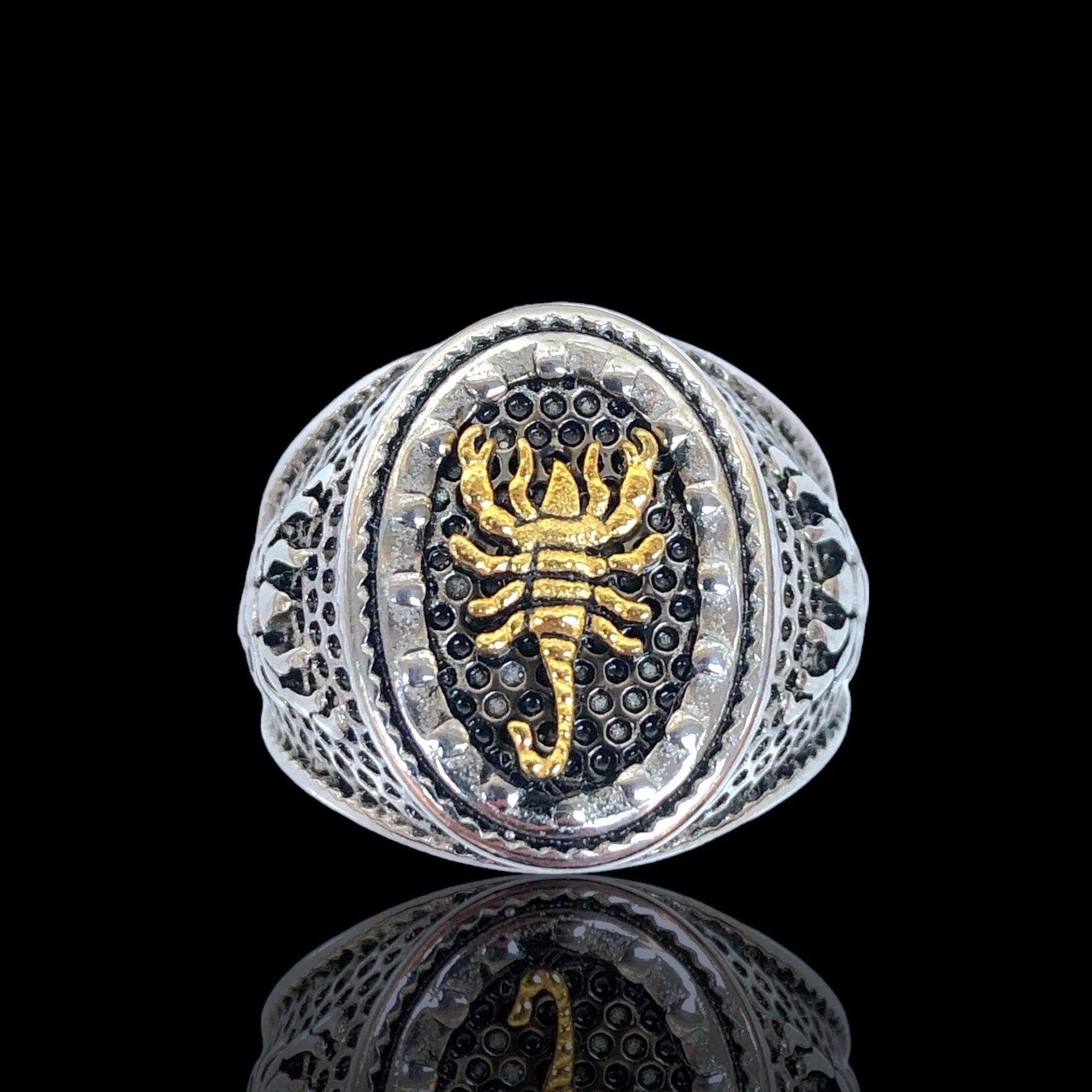 Oro Laminado Stainless Steel Egyptian Scorpion Ring