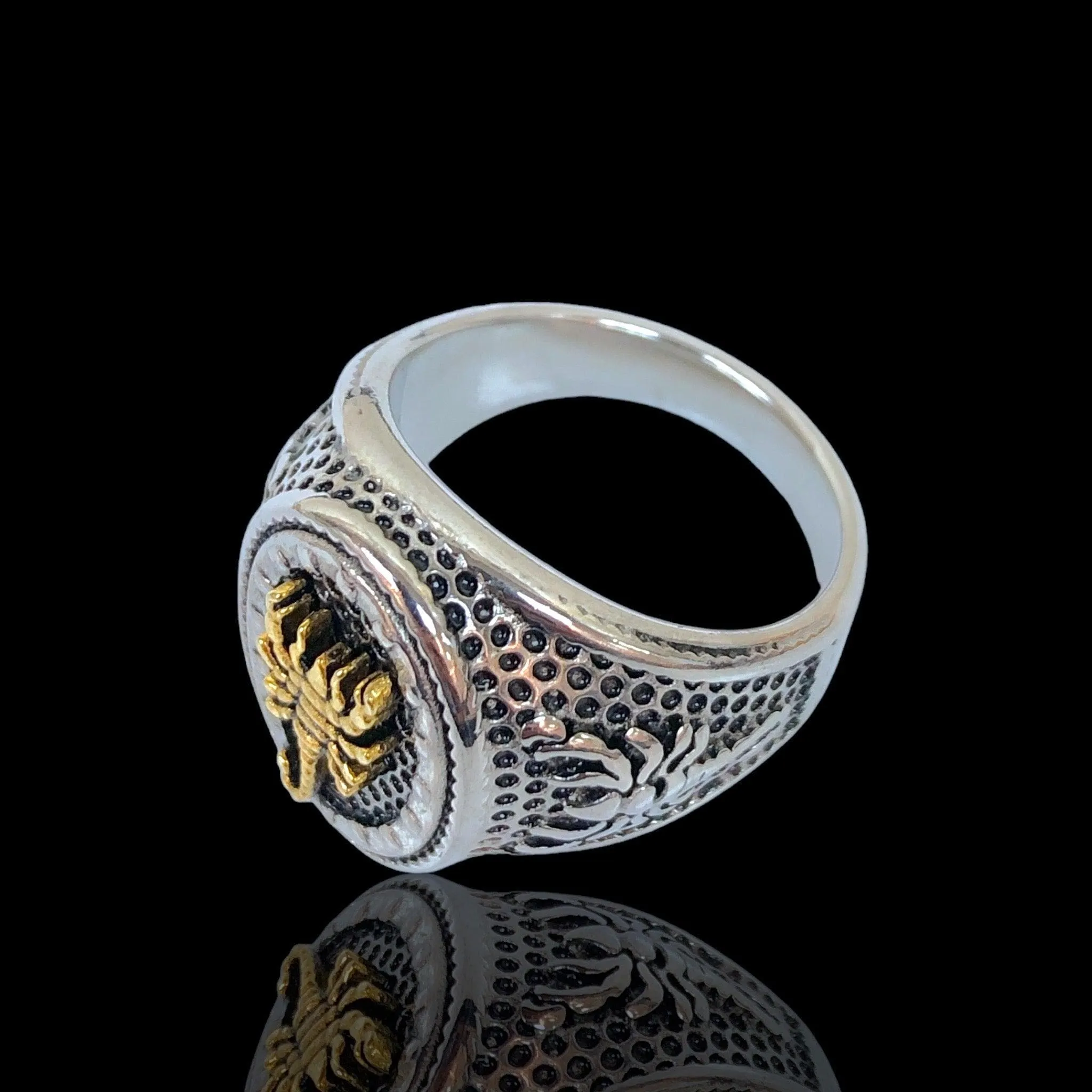 Oro Laminado Stainless Steel Egyptian Scorpion Ring