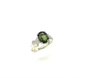 Oval Peridot & Diamond Accent Ring