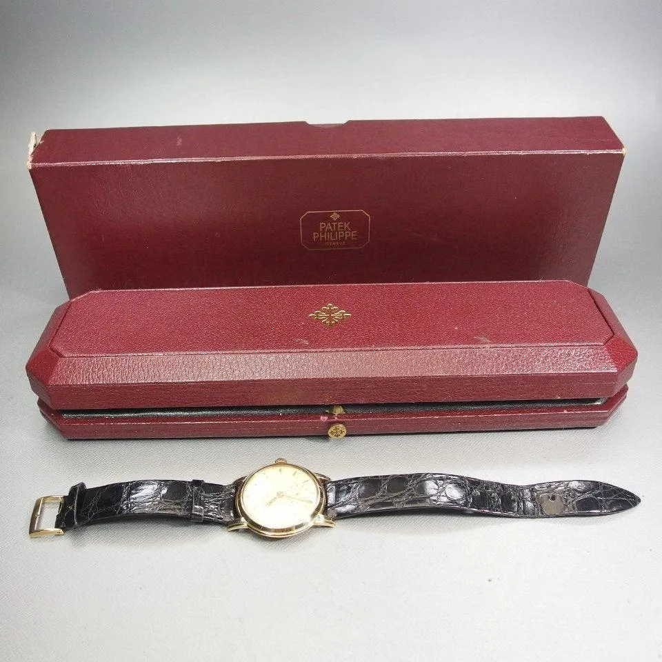 Patek Philippe Watch 18k Hand Winding 2484 Men's Wristwatch Antique with Box