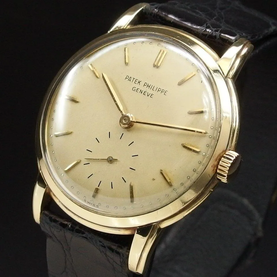 Patek Philippe Watch 18k Hand Winding 2484 Men's Wristwatch Antique with Box