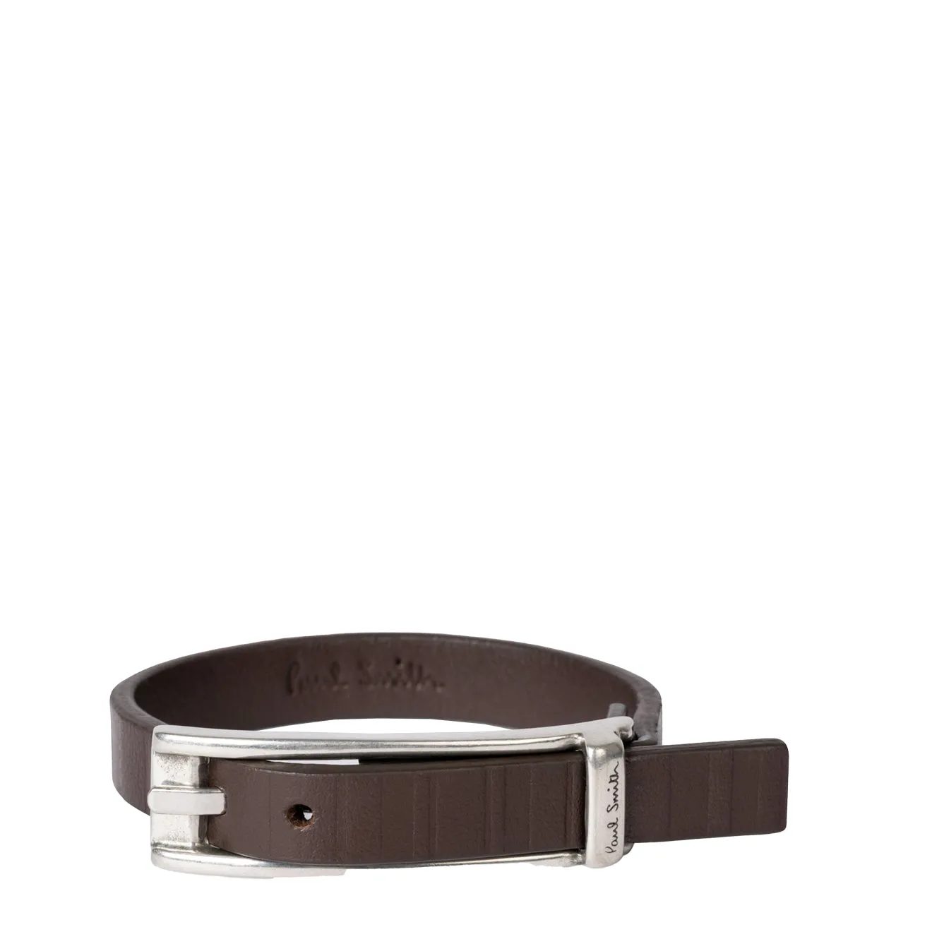 Paul Smith Leather Shadow Stripe Bracelet Brown