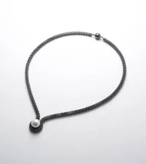 Pearl Inversion Necklace in Oxidized Silver