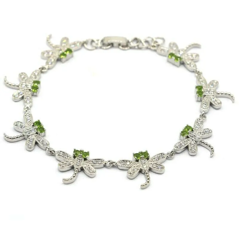 Peridot Micro-Pave Dragonfly Tennis Bracelet