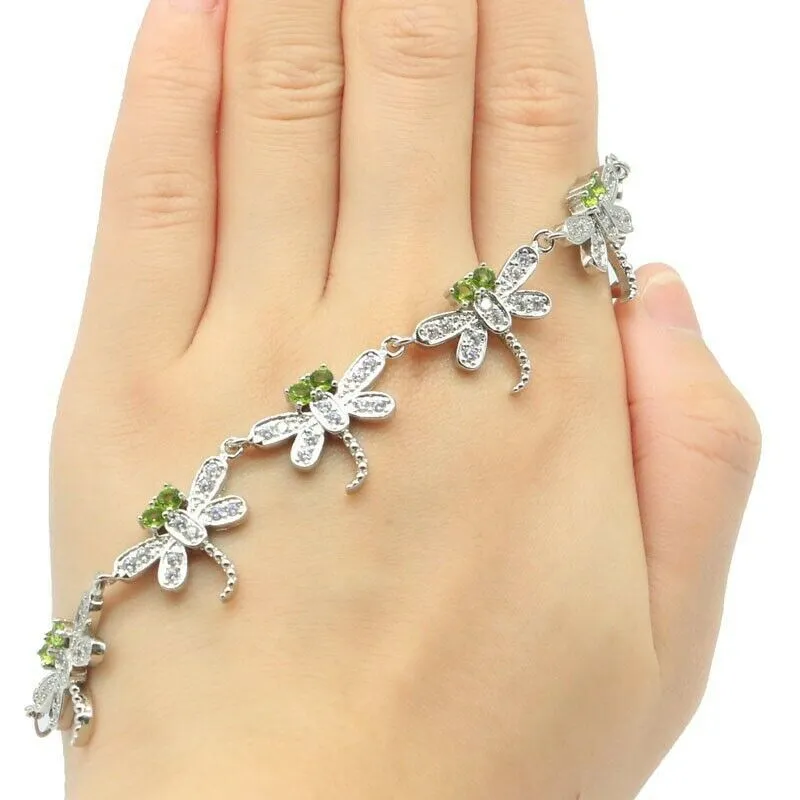 Peridot Micro-Pave Dragonfly Tennis Bracelet