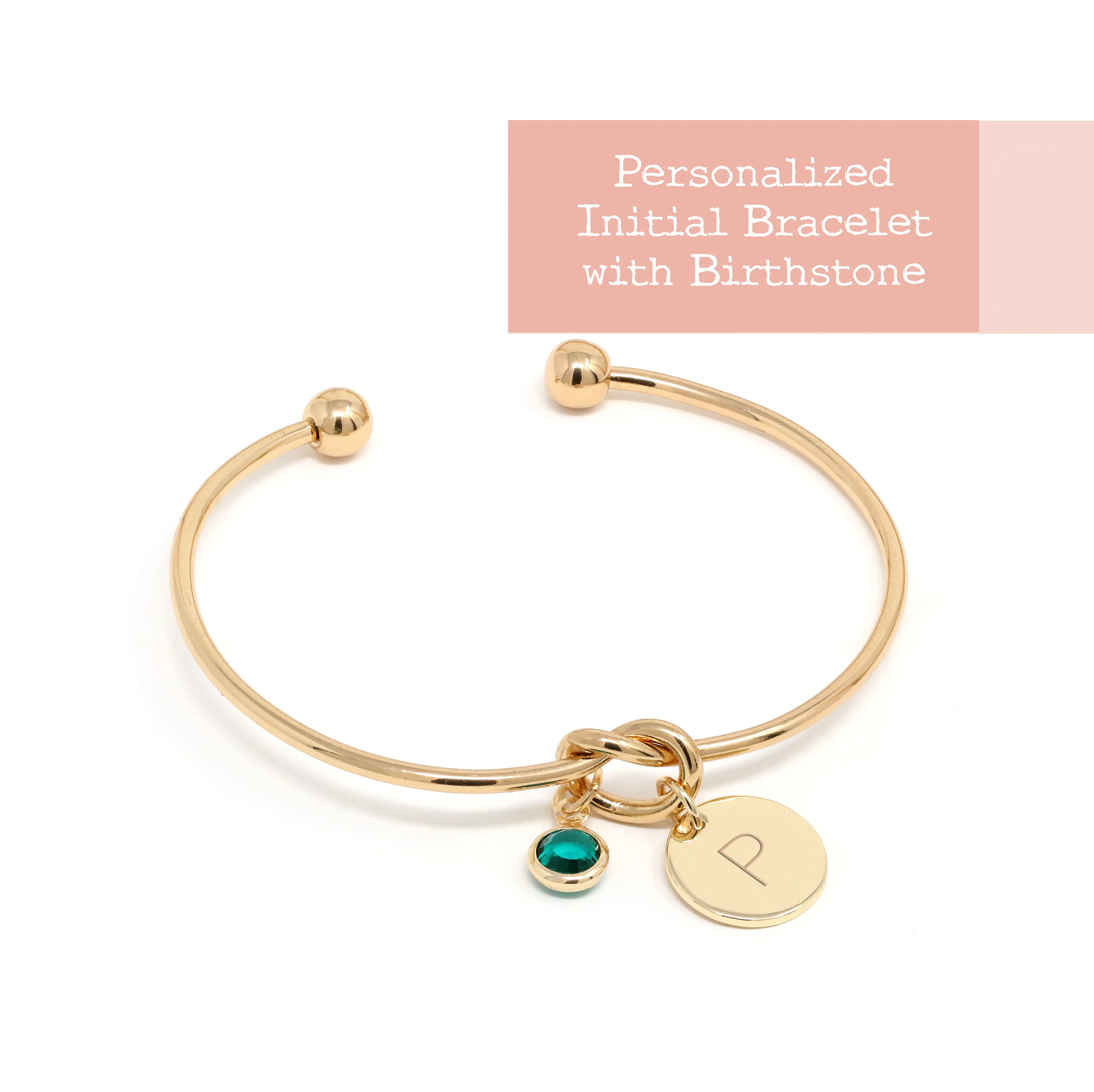 Personalized Initial Birthstone Bracelet