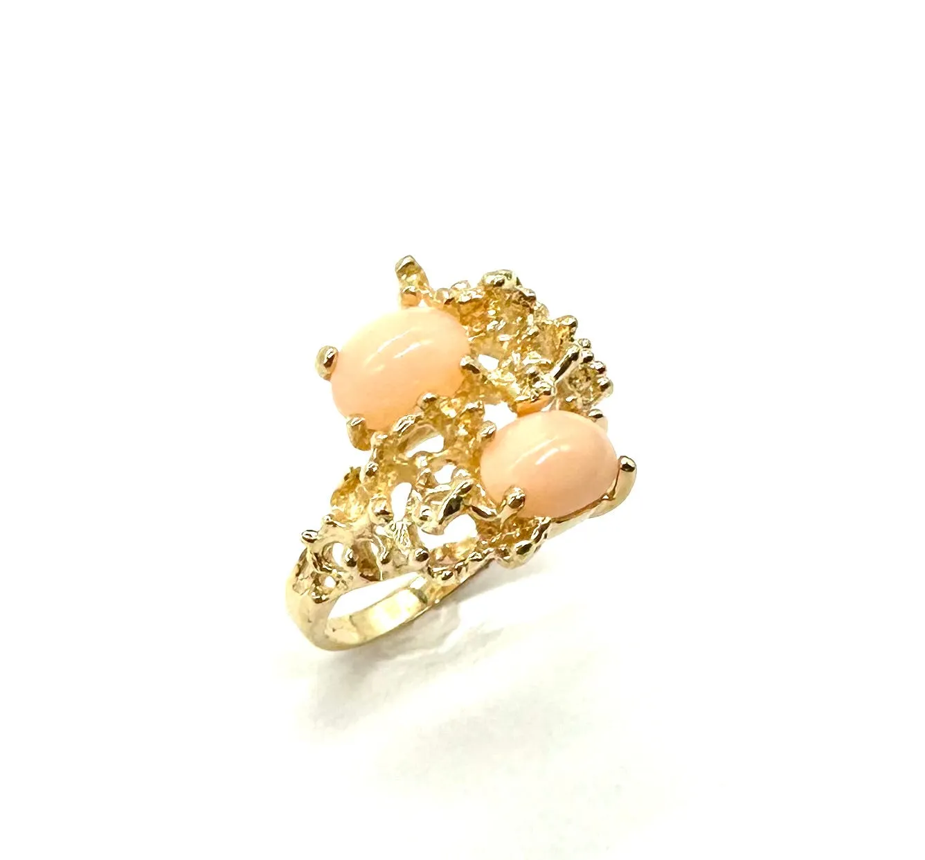 Pink Coral Stone Cutout Ring