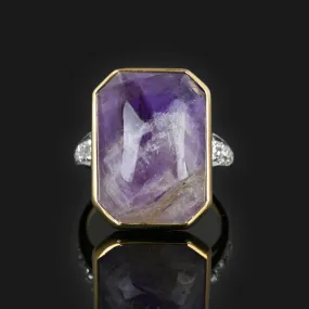 Platinum Diamond Natural Amethyst Ring in 14K Gold