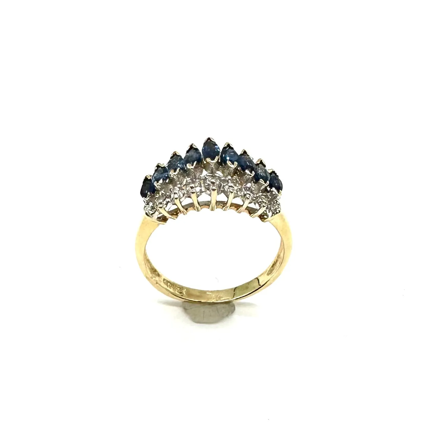 Pyramid Style Sapphire & Diamond Accent Ring