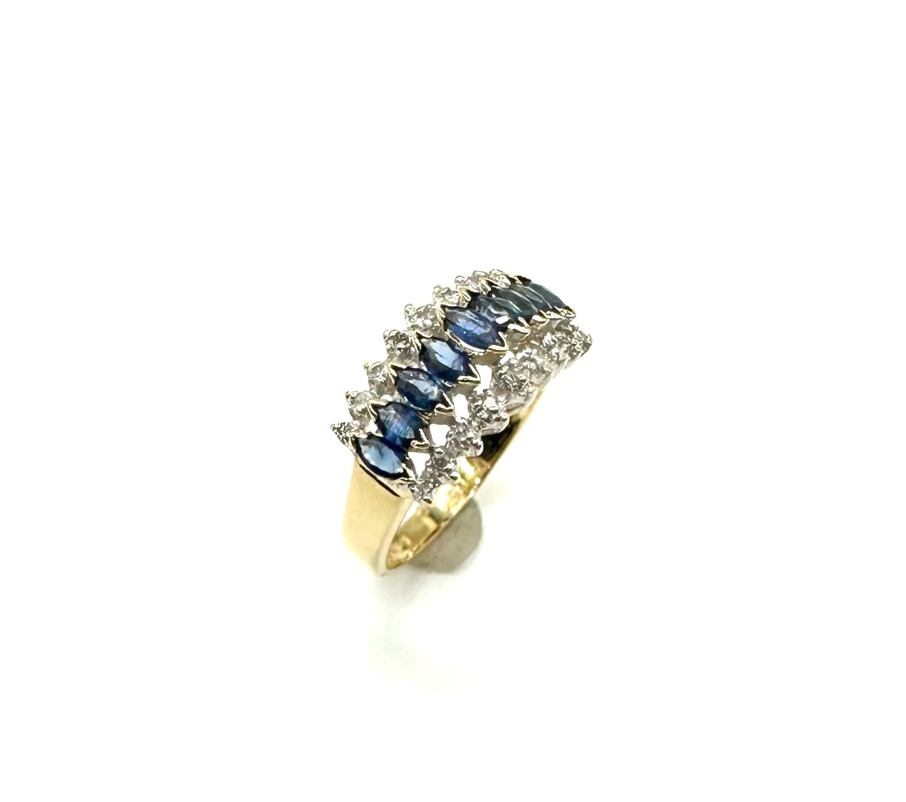 Pyramid Style Sapphire & Diamond Accent Ring