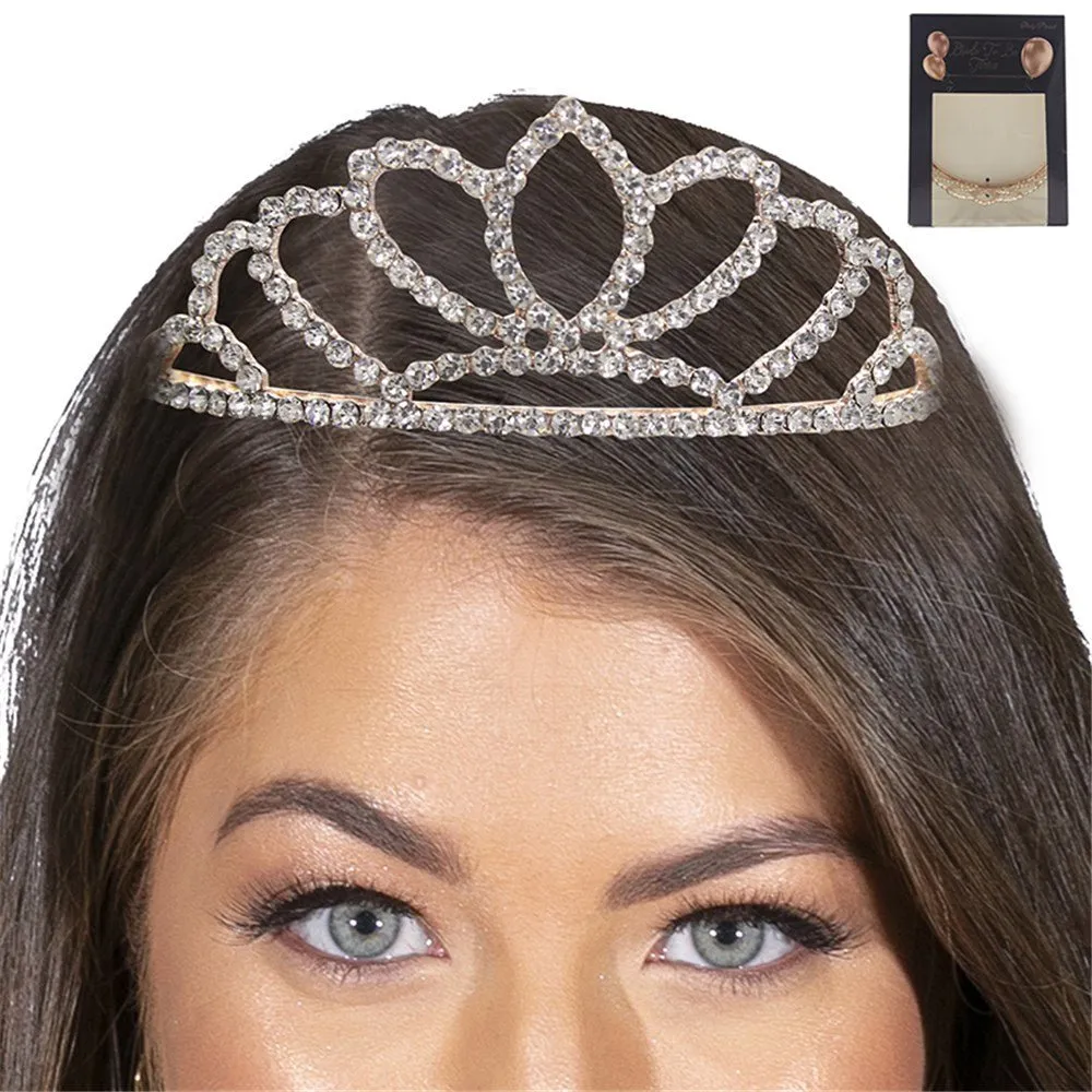 Queen's Metal Tiara with Diamante - Rose Gold