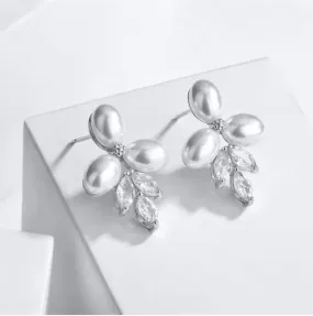 "Adonna" - Pearl and Cubic Zirconia Bridal Earrings - Available in Silver, Rose Gold and Yellow Gold