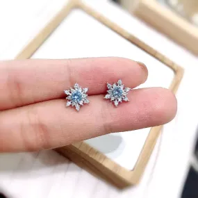 "Minou" - Snowflake Blue Bridal Stud Earrings