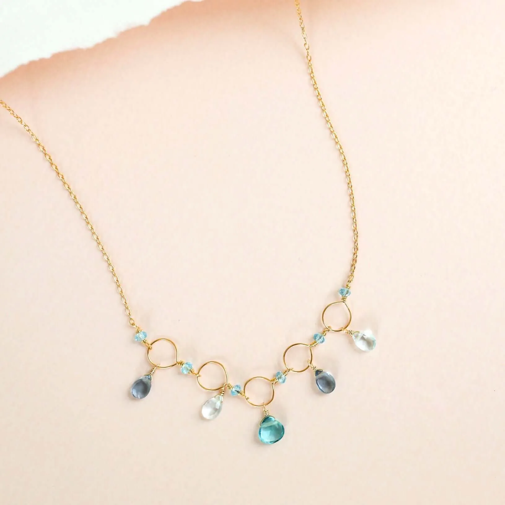 Rainbow Gemstone Mini Sparkler Necklace - Gold