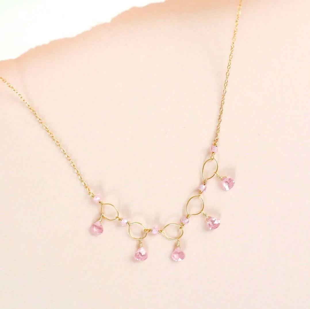 Rainbow Gemstone Mini Sparkler Necklace - Gold